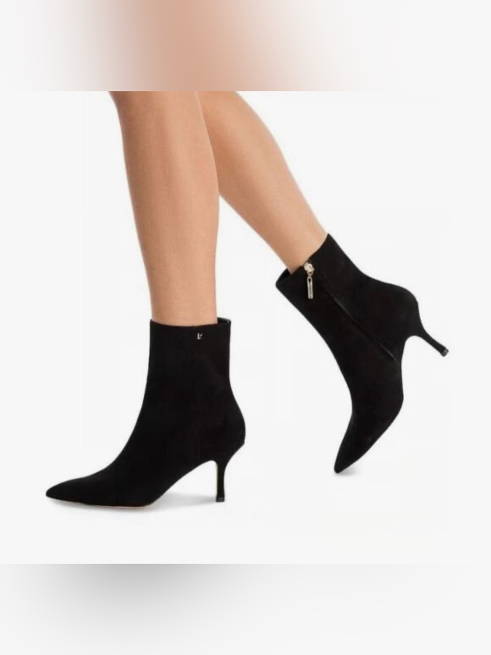 Like New Larroudé Mini Kate Ankle Boots Stiletto Heel Black Suede Womens Sz 8